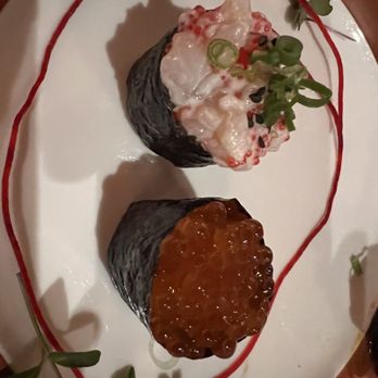 Sushi Mo - Creamy scallops and ikura (normally two pieces caught pic after husband had started) - Sushi Bars Near Me - Vancouver, Washington Sushi Mo - Creamy scallops and ikura (normally two pieces caught pic after husband had started) - Sushi Bars Near Me - Vancouver, Washington