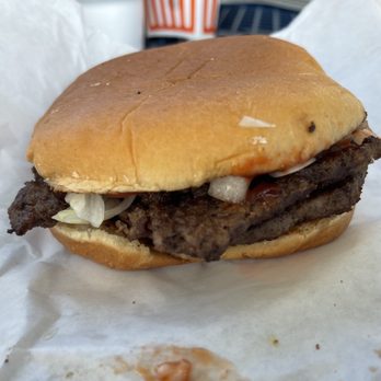 Whataburger - Double Meat Whataburger sans cheese and pickles, ketchup added. - Fast Food Near Me - Austin, Texas