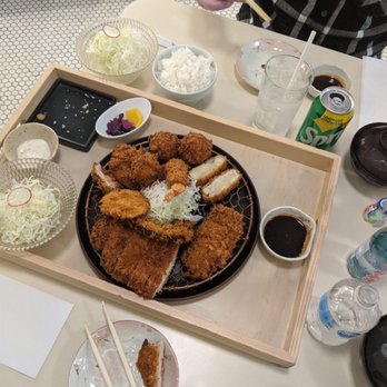 Saku - Full set, chicken and the thick pork was the best. Definitely try the salt and mustard with stuff. - Japanese Near Me - Vancouver, British Columbia