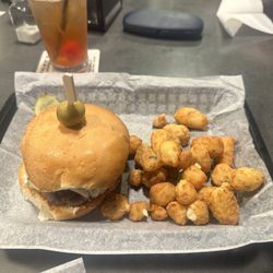 The Olive Pit Bar and Grill - Olive burger with garlic cheese curds