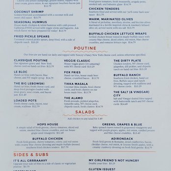 The Hops Spot Clayton - Menu July 2023 - Poutineries Near Me - Clayton, New York