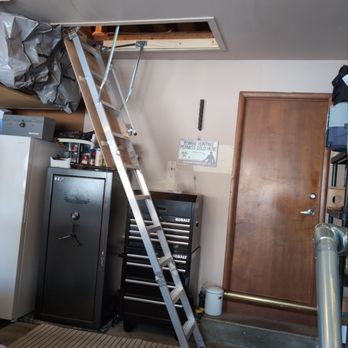 TFMI Services - TFMI replaced the garage attic ladder with a universal-fit aluminum ladder for safe, easy access and secure footing. - Insulation Installation Near Me - Holland, Ohio TFMI Services - TFMI replaced the garage attic ladder with a universal-fit aluminum ladder for safe, easy access and secure footing. - Insulation Installation Near Me - Holland, Ohio