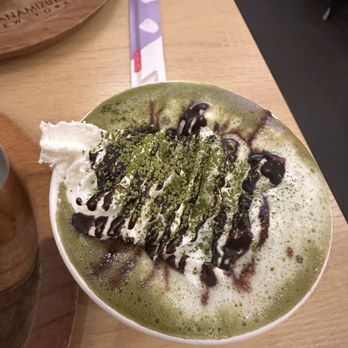 Hanamizuki Cafe - Matcha Latte with whipped cream and chocolate- winter special! - Cafes Near Me - New York, New York