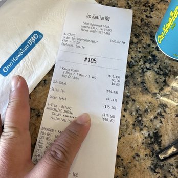 Ono Hawaiian BBQ - Refund only for the Nasty haired fry chicken! - Barbeque Near Me - Temple City, California
