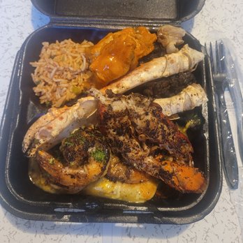 D Lo’s Kitchen - The whole shabang plate .... chicken enchiladas with lobster tail, crab legs and big ass shrimp #delish - Seafood Near Me - Los Angeles, California