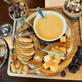 The Wine Lady - Warm pretzel w/vegetarian charcuterie board, by request - Wine Bars Near Me - Yucaipa, California
