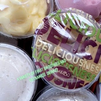 BAMBU - I ordered 2 Bambu favorites, 1 Mango smoothie, 1 Vietnamese iced coffee, and 1 strawberry smoothie with tapioca pearls. - Bubble Tea Near Me - Chicago, Illinois