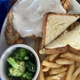 Chicken Fried Steak Fries, broccoli, Texas toast Chicken Fried Steak Fries, broccoli, Texas toast
