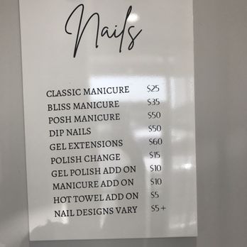 Studio Bliss - Pricing posted for nail services - Nail Salons Near Me - Sedalia, Missouri