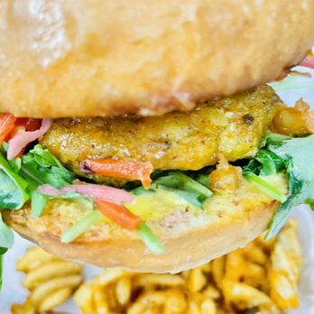 Fat Fowl - Shrimp Burger with fries - Caribbean Near Me - Brooklyn, New York Fat Fowl - Shrimp Burger with fries - Caribbean Near Me - Brooklyn, New York