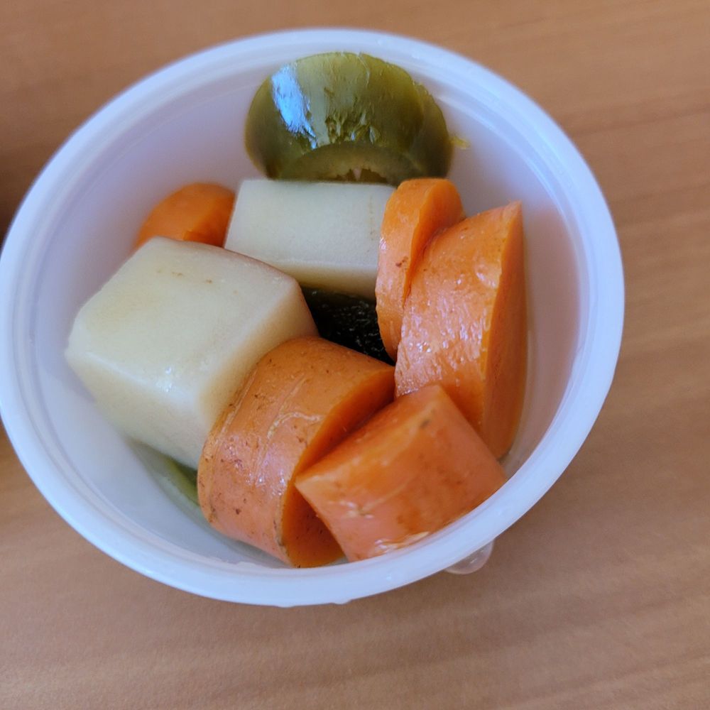 Taqueria Los Gordos - Pickled veg from the self serve bar - Mexican Near Me - Aptos, California Taqueria Los Gordos - Pickled veg from the self serve bar - Mexican Near Me - Aptos, California