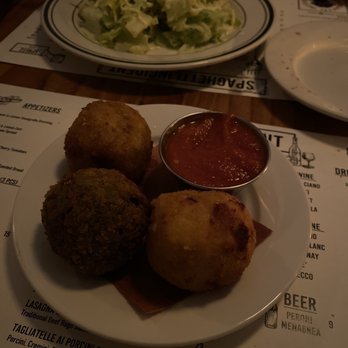 Spaghetti Incident - Caesar rice balls: Beef Ragu & Fontina Pesto & Gorgonzola Artichoke & Parmigiano - Italian Near Me - New York, New York Spaghetti Incident - Caesar rice balls: Beef Ragu & Fontina Pesto & Gorgonzola Artichoke & Parmigiano - Italian Near Me - New York, New York