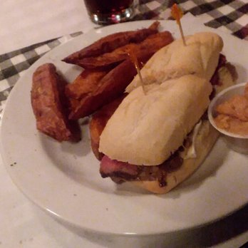Sidebar Grill - Beef and Brie sandwich along with the sweet potato wedges with a brown sugar butter - New American Near Me - Lexington, Kentucky