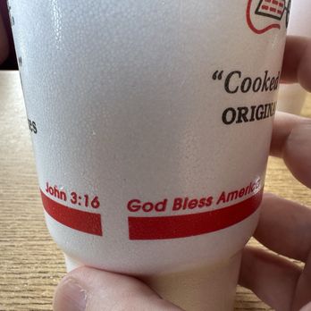 Cook Out - Christian and patriotic marketing messaging on the cup - Fast Food Near Me - Rock Hill, South Carolina Cook Out - Christian and patriotic marketing messaging on the cup - Fast Food Near Me - Rock Hill, South Carolina