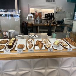 Pastry selection at the front counter Pastry selection at the front counter