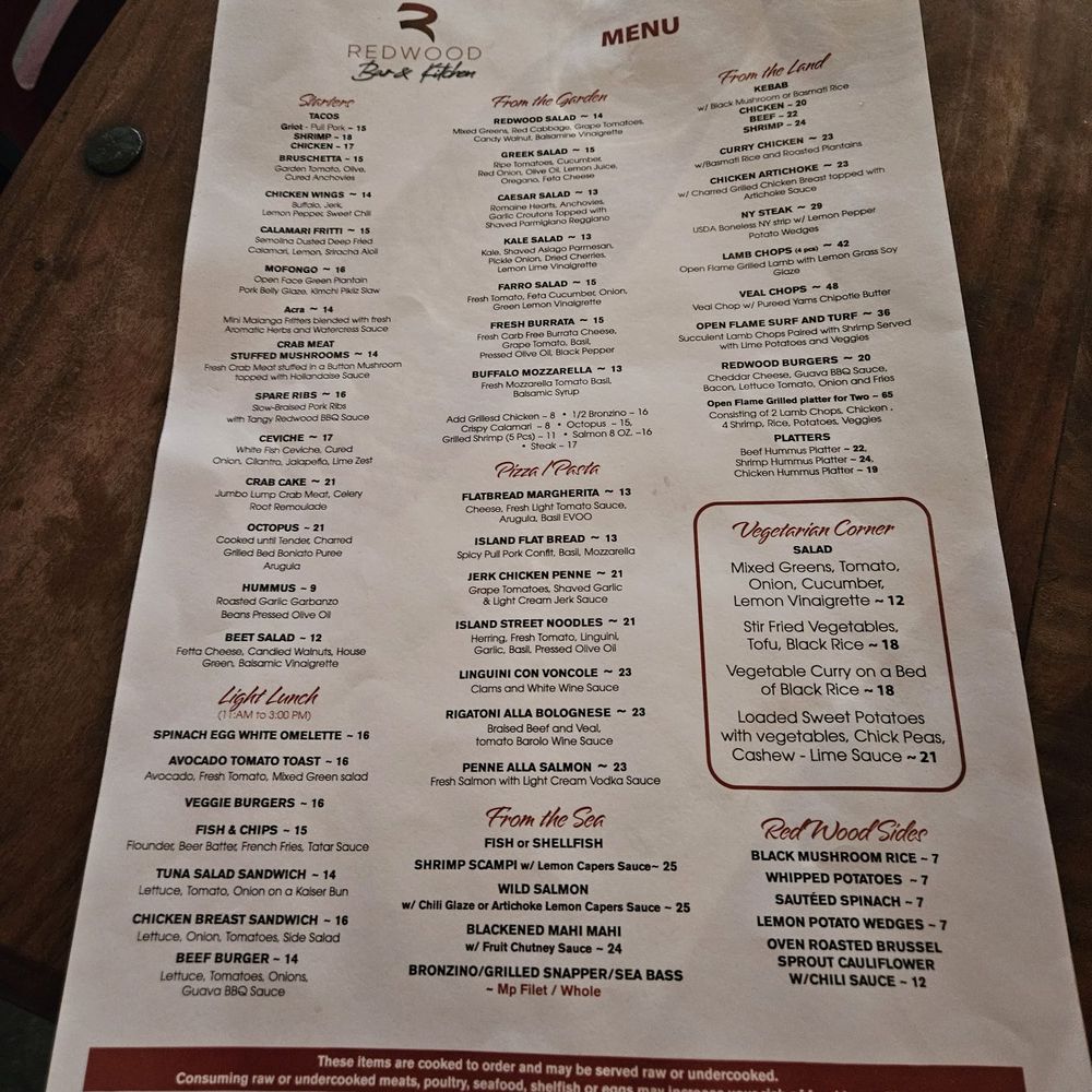 Redwood Bar & Kitchen - Menu - Caribbean Near Me - Hollywood, Florida Redwood Bar & Kitchen - Menu - Caribbean Near Me - Hollywood, Florida