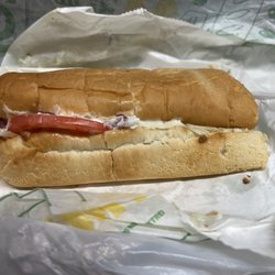 Subway - This is the real All American sub brought to you by the Newton Falls subway. I think my sub was in ketosis. Owner should be ashamed.