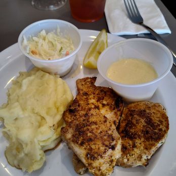 Steamers of Naples - Small lunch portion of blackened swordfish with lemon burré sauce. - Seafood Near Me - Naples, Florida Steamers of Naples - Small lunch portion of blackened swordfish with lemon burré sauce. - Seafood Near Me - Naples, Florida