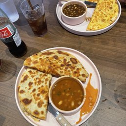 birria and shrimp quesadillas