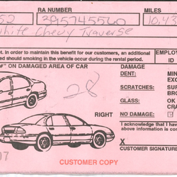 Budget - Written proof of the vehicle I was given (NOT A TAHOE) and the starting mileage, along with the person who issued it at Punta Gorda, FL