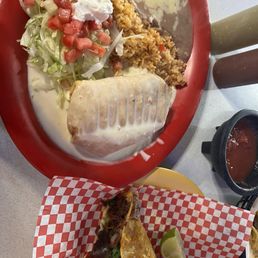 Chimichanga lunch special and queso birria taco