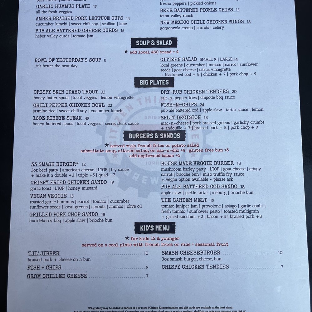 Citizen 33 Brewery - Brewpubs Near Me - Driggs, Idaho