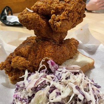 Tumble 22 - 3 piece bone in, slaw, max.  Stupid hot. - Chicken Shop Near Me - Houston, Texas