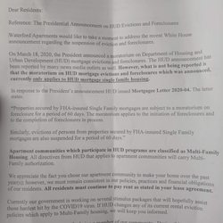 Waterford Apts Phase I II III IV - This is what you can expect from Waterford Apts in a time of crisis when people can't even work! 100% recommend living somewhere else!