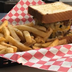 Woodard Family BBQ & Grill - Woodard Family BBQ & Grill Double Cheeseburger served on Texas Toast!