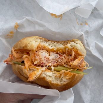 Red Herring - Snow crab sandwich after taking a big bite! - Food Trucks Near Me - Sitka, Alaska