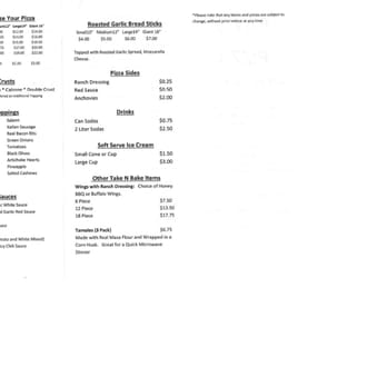 Ray's Pizza - Menu page 2 as of 3/13/16 - Pizza Near Me - Pioneer, California