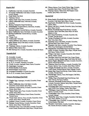 Menu photo 1 Orion Sushi Orion Township, MI
