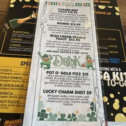 St paddy day menu still in use St paddy day menu still in use