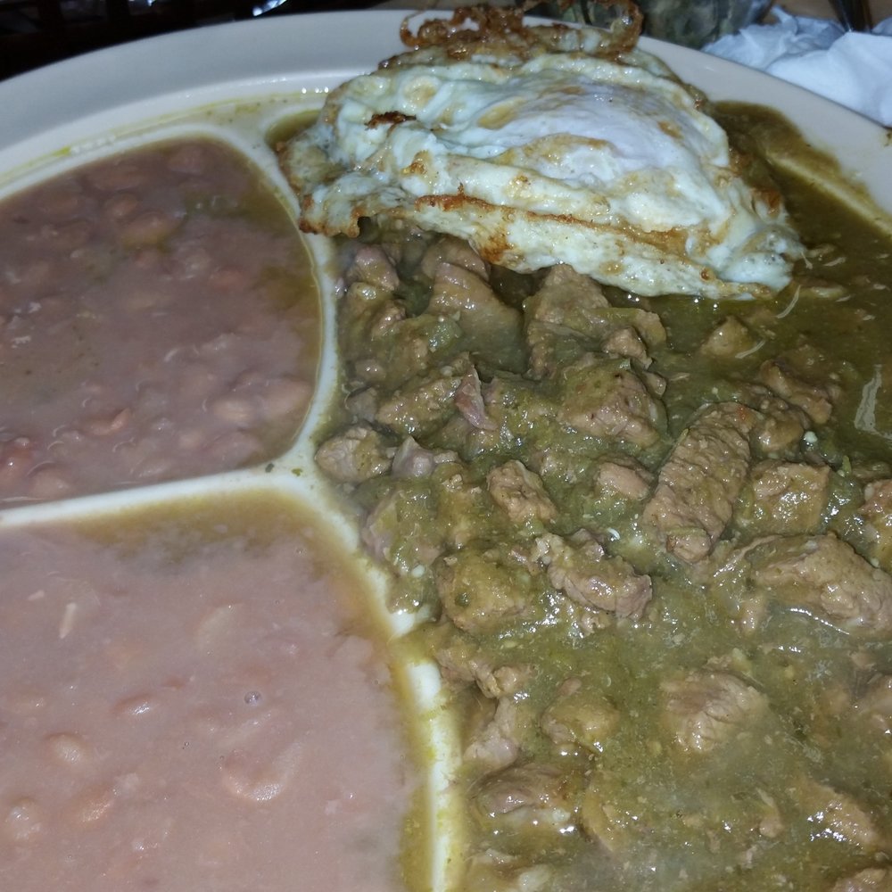 Lenchita's - Chili verde with Double beans and a egg on top - Mexican Near Me - Pacoima, California Lenchita's - Chili verde with Double beans and a egg on top - Mexican Near Me - Pacoima, California