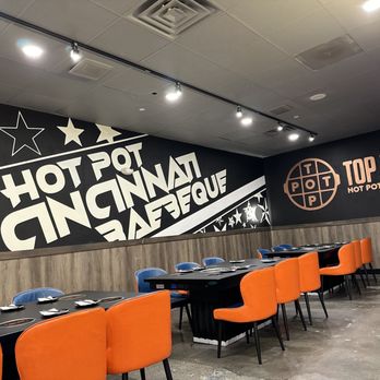 Top Pot KBBQ- Cincinnati - Dining area with bbq grill and hot pot - Korean Near Me - Sharonville, Ohio