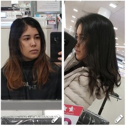 Before & after with Kristina. She got the brassy orange out with care! Before & after with Kristina. She got the brassy orange out with care!