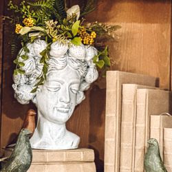 Moss & Embers - Planter, books, bird statuary