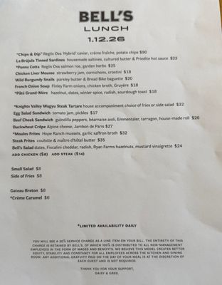 Menu photo 6 Bell's Los Alamos, CA