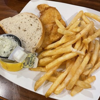 French Pub - Fish fry with fries and rye bread minus coleslaw - American Near Me - Depew, New York