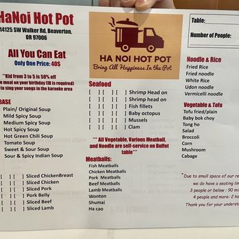 Hanoi Hot Pot - Menu - Hot Pot Near Me - Hillsboro, Oregon