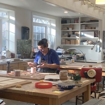 Bantam Tileworks - At work in sun-filled studio - Arts & Crafts Near Me - Bantam, Connecticut