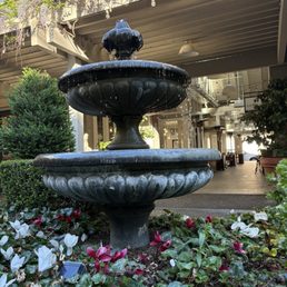 Fountain on the patio where we ate outside in the beautiful weather Fountain on the patio where we ate outside in the beautiful weather