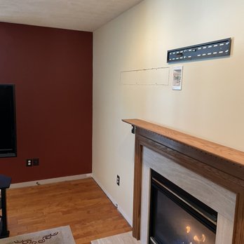 Bell Power and Lights - Added receptacle and coaxial jack above fireplace with new tv mount installed. - Electricians Near Me - New Freedom, Pennsylvania Bell Power and Lights - Added receptacle and coaxial jack above fireplace with new tv mount installed. - Electricians Near Me - New Freedom, Pennsylvania