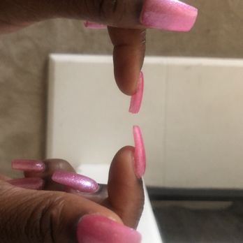 Area One Nail Spa - On the left: the original shape   One the right: after me filing them - Nail Salons Near Me - Corona, California