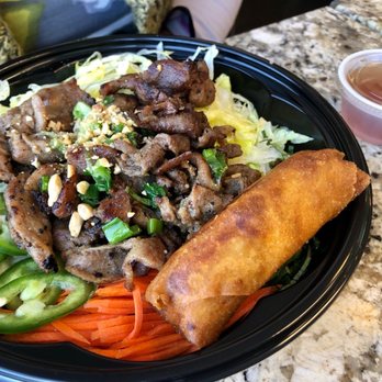 Vietshack - Grilled pork vermicelli bowl = Bun Thit Nuong, with sauce on side. Drizzle sauce over food & enjoy. Flavorful. - Vietnamese Near Me - Tempe, Arizona