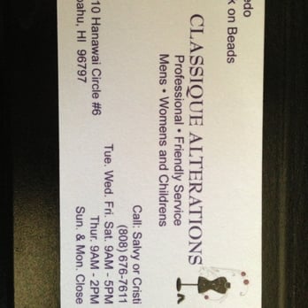 Classique Alterations - Sewing & Alterations Near Me - Waipahu, Hawaii Classique Alterations - Sewing & Alterations Near Me - Waipahu, Hawaii