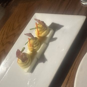 Burwell's Stone Fire Grill - Free Range Deviled Eggs Appetizer - New American Near Me - Charleston, South Carolina Burwell's Stone Fire Grill - Free Range Deviled Eggs Appetizer - New American Near Me - Charleston, South Carolina