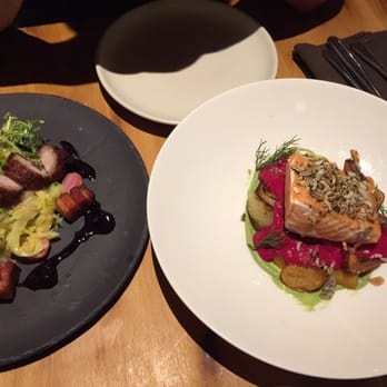 Fable Kitchen - Salmon and Pork wrapped with Duck - Canadian (New) Near Me - Vancouver, British Columbia Fable Kitchen - Salmon and Pork wrapped with Duck - Canadian (New) Near Me - Vancouver, British Columbia