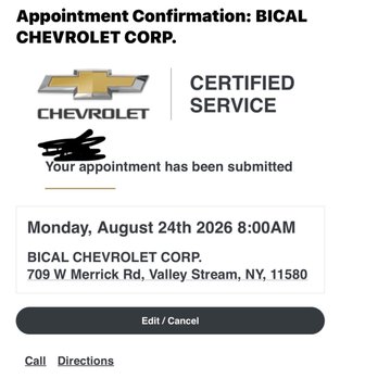 Bical Chevrolet - Scheduled Appointment - Auto Repair Near Me - Valley Stream, New York