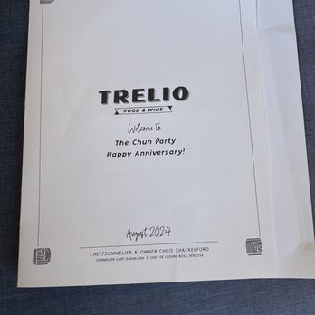 Trelio Food & Wine - When you celebrate at Trelio, they have your own special menu at your table! - New American Near Me - Clovis, California Trelio Food & Wine - When you celebrate at Trelio, they have your own special menu at your table! - New American Near Me - Clovis, California